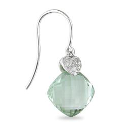 14k White Gold Green Amethyst and Diamond Accent Earrings