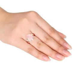 14k Pink Gold Chalcedony and 1/6ct TDW Diamond Ring (G-H, SI1-SI2)