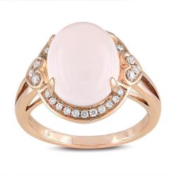 14k Pink Gold Chalcedony and 1/6ct TDW Diamond Ring (G-H, SI1-SI2)