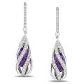 14k White Gold Amethyst and 1 5/8ct TDW Diamond Earrings (G-H, SI1-SI2)
