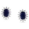 14k White Gold Sapphire and 1/2ct TDW Diamond Earrings (G-H, SI1-2)