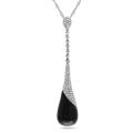 14k White Gold Black Onyx and 1 1/3ct TDW Diamond Necklace (G-H, SI1-SI2)