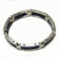 Stainless Steel Blue Marble Link Bracelet