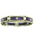 Stainless Steel Purple Marble and Cubic Zirconia Link Bracelet