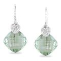 14k White Gold Green Amethyst and Diamond Accent Earrings