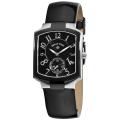 Philip Stein Women's 'Classic Tank' Black Leather Strap Watch