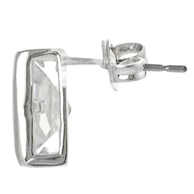 Journee Collection Silvertone Princess-cut CZ Stud Earrings