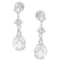 Journee Collection Silvertone Pear-cut CZ Dangle Earrings