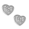 Tressa Silvertone Pave-set CZ Heart Earrings