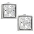 Tressa Silvertone Princess-cut CZ Stud Earrings