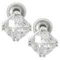 Tressa Silvertone Cusion-cut CZ Stud Earrings
