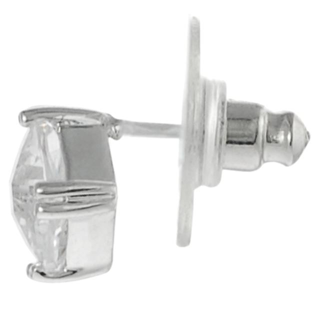 Journee Collection Silvertone Cusion-cut CZ Stud Earrings