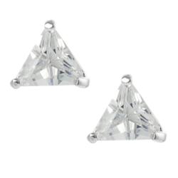 Journee Collection Silvertone Trillion-cut CZ Stud Earrings