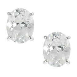 Journee Collection Silvertone Oval-cut CZ Stud Earrings
