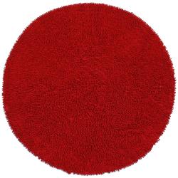 Hand-woven Shagadelic Red Chenille Rug (3' Round)