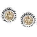 Tressa Silvertone Round-cut Orange CZ Earrings