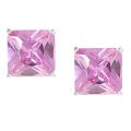 Tressa Silvertone Princess-cut Pink CZ Stud Earrings