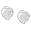 Journee Collection Silvertone CZ Heart Stud Earrings