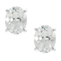 Tressa Silvertone Oval-cut CZ Stud Earrings
