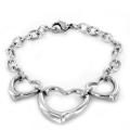 Stainless Steel Three Open Hearts Bracelet