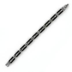 Stainless Steel Black Rubber Groove Bracelet