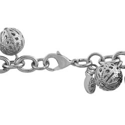 Stainless Steel Black Onyx Charm Bracelet