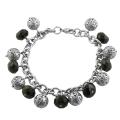 Stainless Steel Black Onyx Charm Bracelet