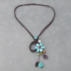 Cotton Rope Pretty Drop Cluster Multi-gemstone Necklace (Thailand)