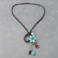 Cotton Rope Pretty Drop Cluster Multi-gemstone Necklace (Thailand)
