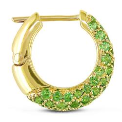 18k Yellow Gold Green Sapphire Hoop Earrings