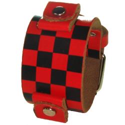 Nemesis Checkered Red Leather Watch Band 