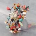 Cotton Pearl/ Multi-gemstone Cluster Pull Bracelet (5-6 mm) (Thailand)