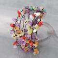 Cotton Rope Purple and Multicolor Stone Cluster Bracelet (Thailand)