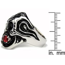 Stainless Steel Red Cubic Zirconia Cast Skull Ring