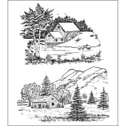 Heartfelt Creations Scenic Combo Cling Rubber Stamp Set
