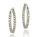 DB Designs Sterling Silver Diamond Accent Hoop Earrings