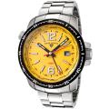 Swiss Legend Men's World Timer Yellow Dial Stainless Steel GMT Watch