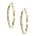Journee Collection Goldtone Channel-set CZ Hoop Earrings