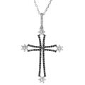 Journee Collection Silvertone Black and White CZ Cross Necklace