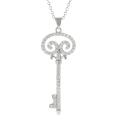 Silvertone Cubic Zirconia Swirl Key Necklace