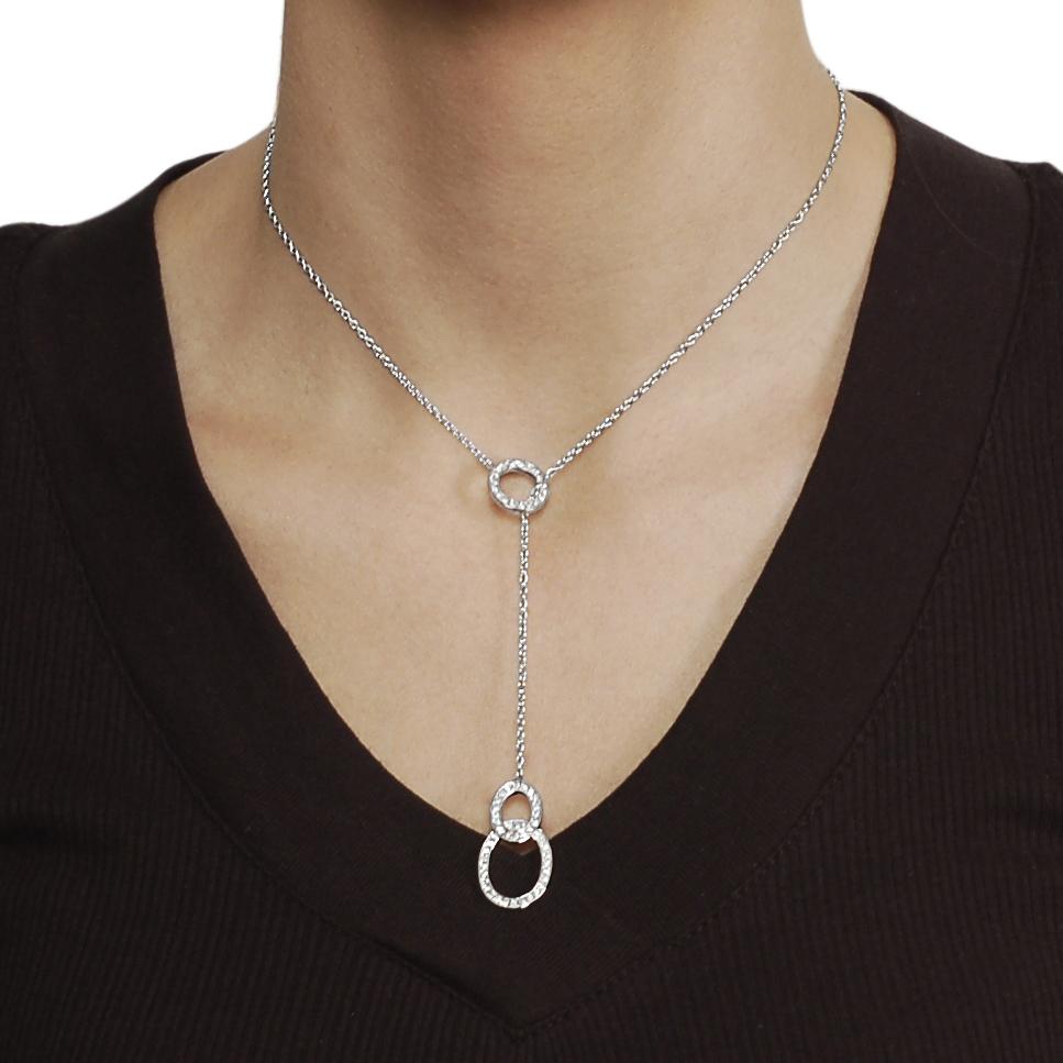 Journee Collection Silvertone CZ Oval and Circle Necklace