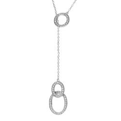 Journee Collection Silvertone CZ Oval and Circle Necklace