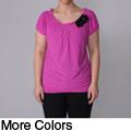 Journee Collection Women's Plus Size Flower-Applique Peasant Top