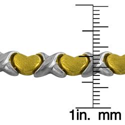 14k Two-tone Gold Hugs and Hearts Stampato Bracelet