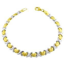 14k Two-tone Gold Hugs and Hearts Stampato Bracelet