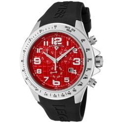 Swiss Legend Men's Eograph Red Dial Black Rubber Chronograph Watch