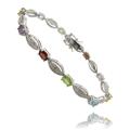 Gem Jolie Multi-Gemstone and Diamond Accent Link Bracelet (I-J, I1-I2)