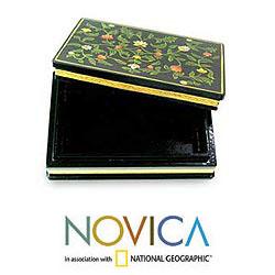 Handcrafted Mango Wood 'Midnight Garden' Jewelry Box (India)