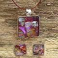 Dichroic Art Glass 'Rose Garden' Jewelry Set (Mexico)