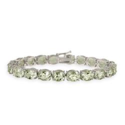 Glitzy Rocks Sterling Silver 33 CTW Green Amethyst Bracelet